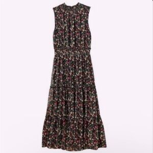 Draper James Women's Clip Dot Sleeveless Tiered Floral Maxi Dress Sz M